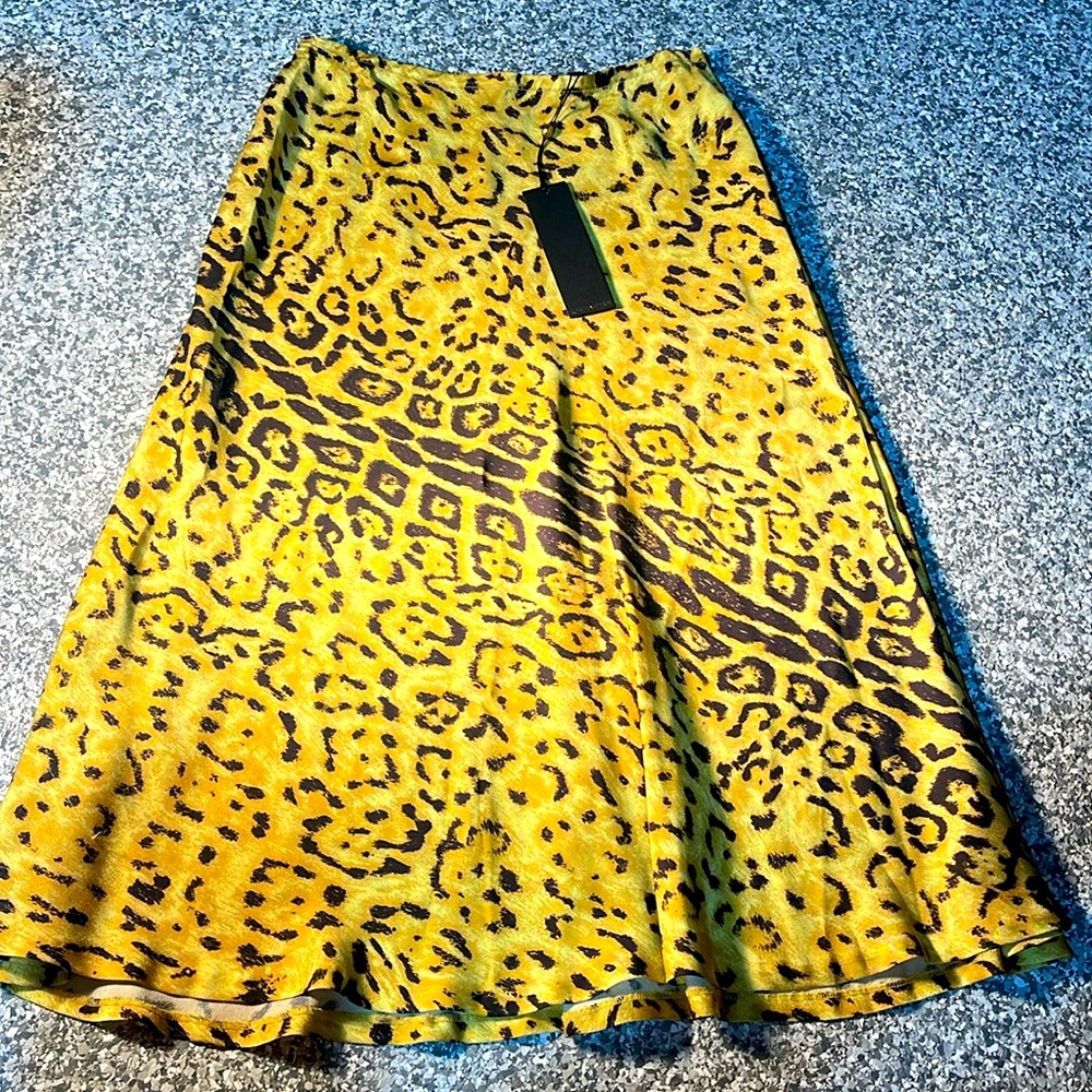 Kobi Halperin Kathy leopard chartreuse midi skirt